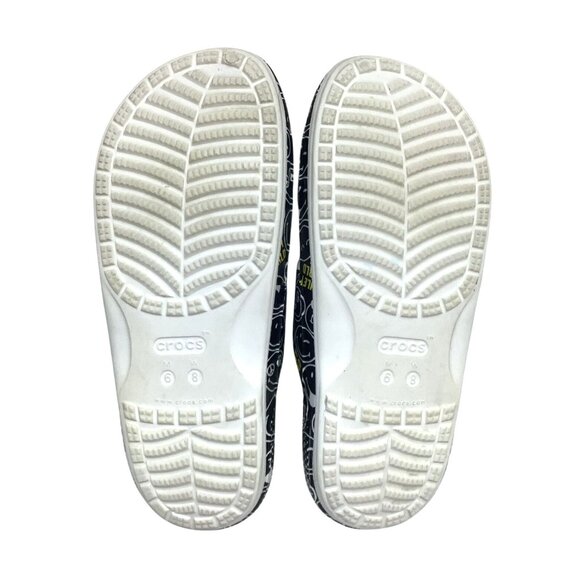 Smileyworld X Crocs Slide Sandals Black/Yellow Graphic Womens Size 8 Lightweight - Picture 7 of 7